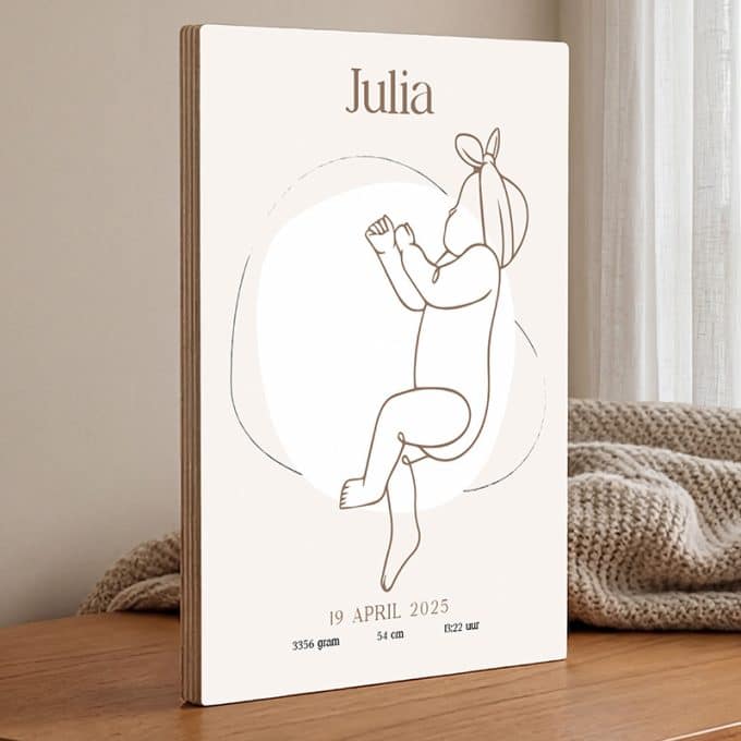 Geboorte poster baby met strik