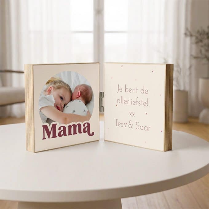 fotoblok 2 luik mama cadeau voor moederdag met personalisatie