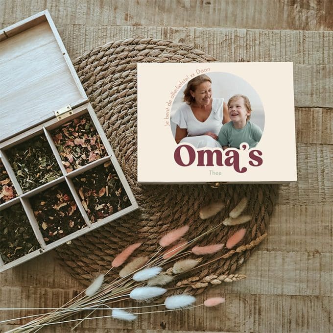 oma theedoos met foto