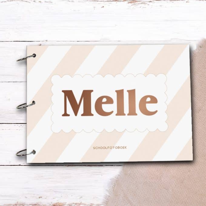 Schoolfotoboek met naam | Pastel beige