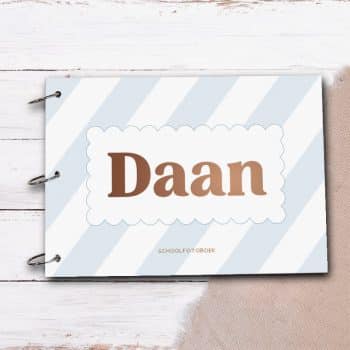 Schoolfotoboek met naam | Pastel blauw