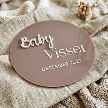 Zwangerschapsaankondiging met naam | Acryl bordje 15 cm