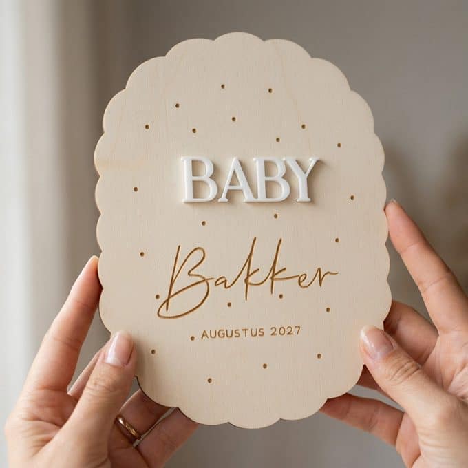 Zwangerschapsaankondiging Hout | Gepersonaliseerd baby aankondiging bord met naam