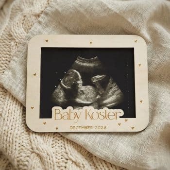 Houten Echolijstje met Naam en Datum | Zwangerschapsaankondiging met Echo
