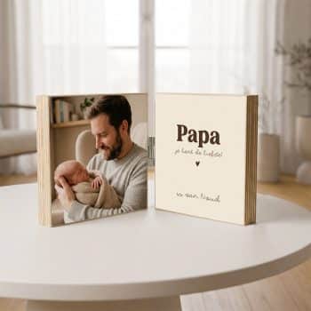 Fotoblok 2-luik | Papa - bruin 15x15cm