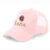Kinderpet met naam bloem roze