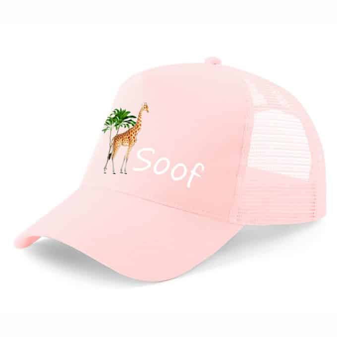 Kinderpet met naam giraffe roze