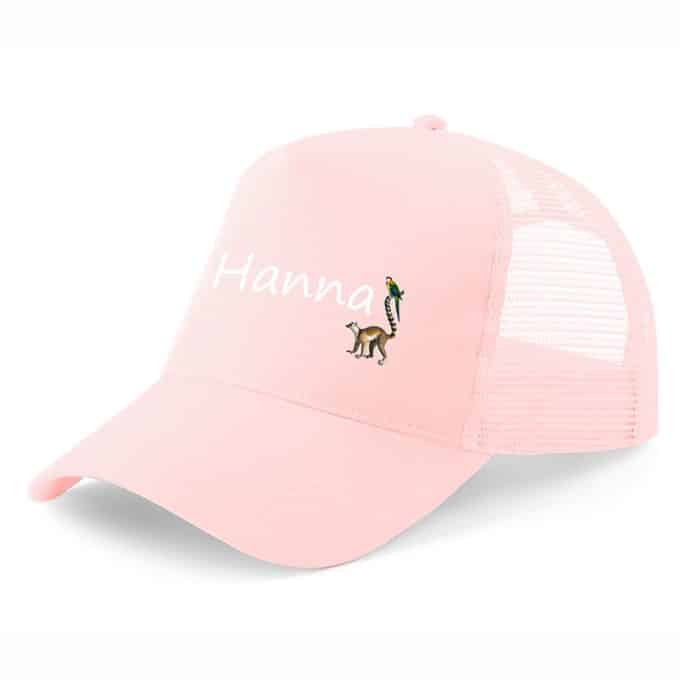 Kinderpet met naam gepersonaliseer maki roze