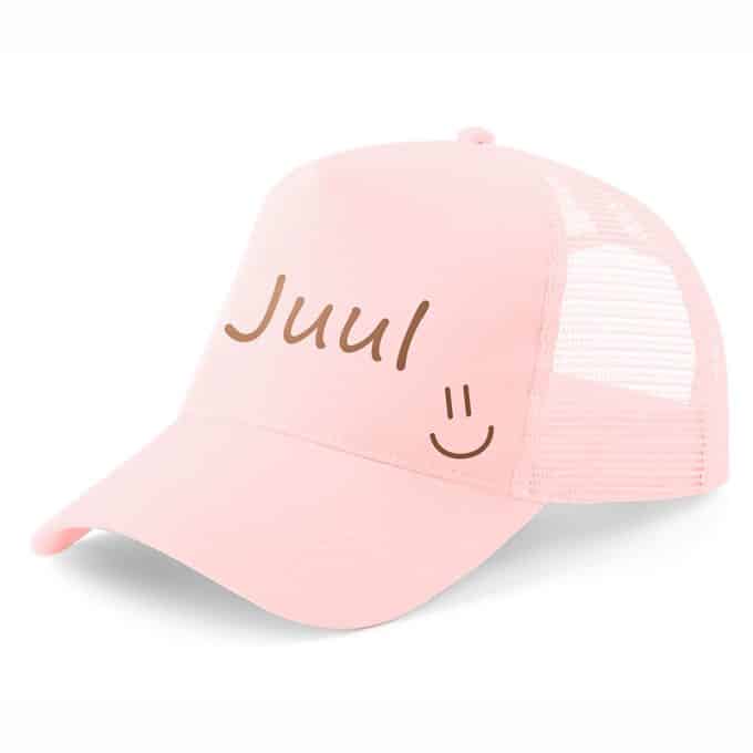 Kinderpet met naam smiley roze