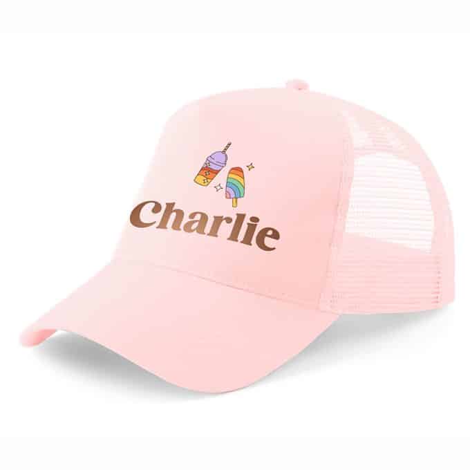 Kinderpet met naam – IJsjes gepersonaliseerd roze