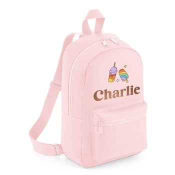 Kinderrugzak met naam ijsjes gepersonaliseerd roze