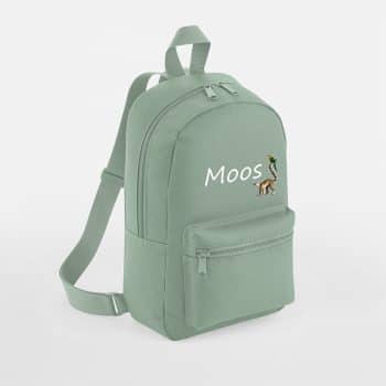 Rugtas met naam | Jungle-Maki gepersonaliseerd stone green