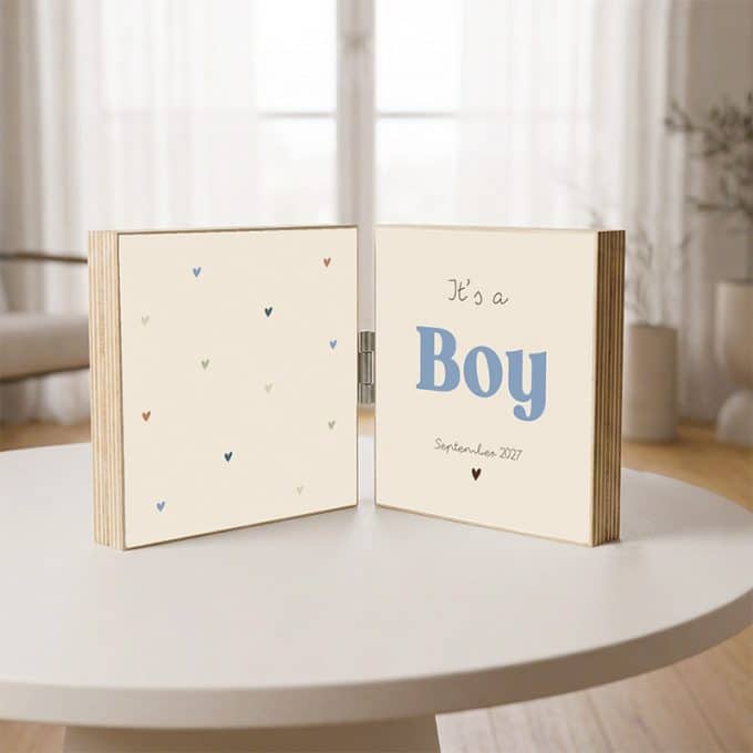 Houten Foto 2-Luik – Tiny Hearts It's a Boy