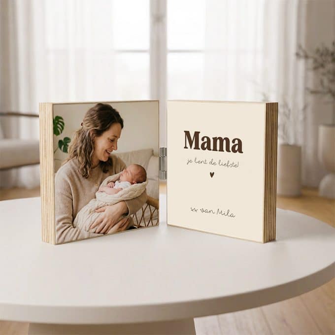 Fotoblok 2-luik | Mama -Bruin 15x15cm