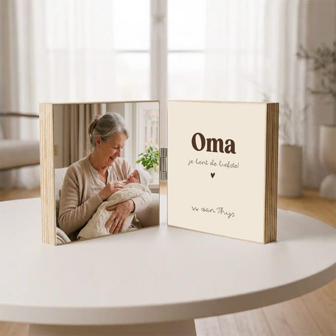 Fotoblok 2-luik | Oma -Bruin 15x15cm