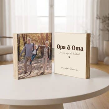 Fotoblok 2-luik | Opa & Oma -Bruin 15x15cm