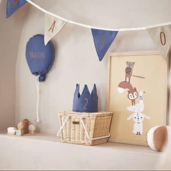 ballon en vlaggenlijn blauw jongen productfoto cadeau verjaardag met naam