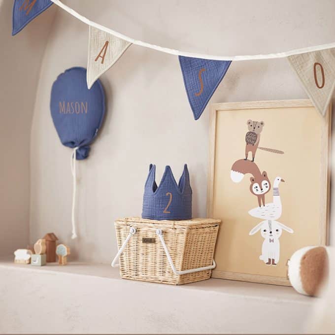 ballon en vlaggenlijn blauw jongen productfoto cadeau verjaardag met naam