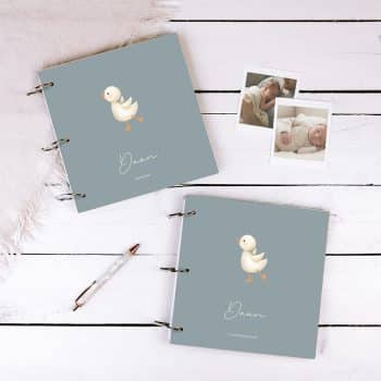 Set babyboek + kraambezoekboek met naam | Gansje blauw