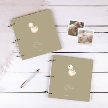 Set babyboek + kraambezoekboek met naam | Gansje groen