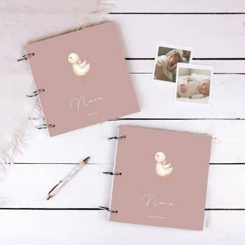Set babyboek + kraambezoekboek met naam | Gansje roze