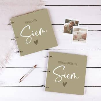 Set babyboek + kraambezoekboek met naam | Groen