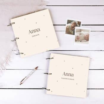 Set babyboek + kraambezoekboek met naam | Tiny hearts - meisje