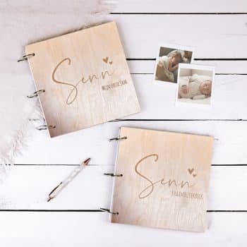 Set babyboek + kraambezoekboek met naam | Hartjes - gegraveerd