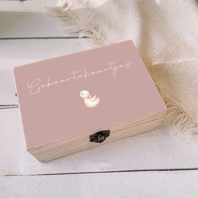 Geboortekaartjes bewaarkistje | Gansje - roze