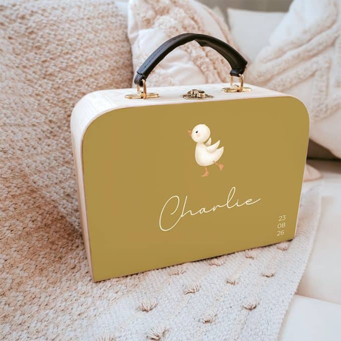 Gepersonaliseerd kinderkoffertje | Gansje - Okergeel
