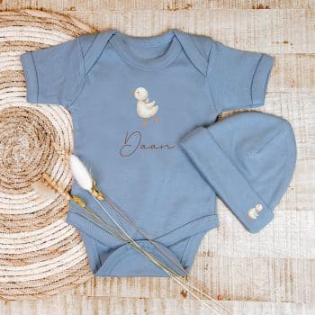 Baby setje Gansje romper en mutsje | Blauw