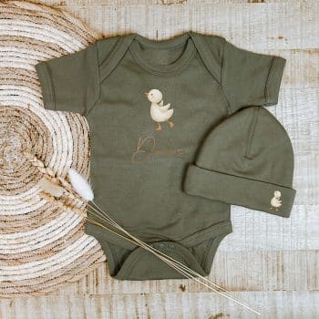 Baby setje Gansje romper en mutsje | Groen