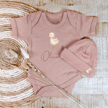 Romper met mutsjes gansje roze