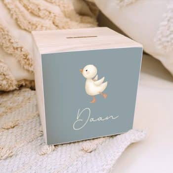 Spaarpot met naam | Gansje - Blauw