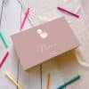 Houten tekendoos met naam Gansje roze