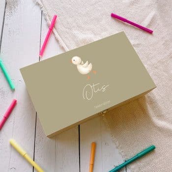 Houten tekendoos met naam Gansje groen