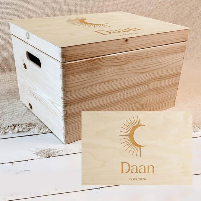 Memorybox met naam - Maan