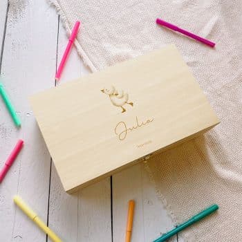 Houten tekendoos met naam | Gansje - gegraveerd